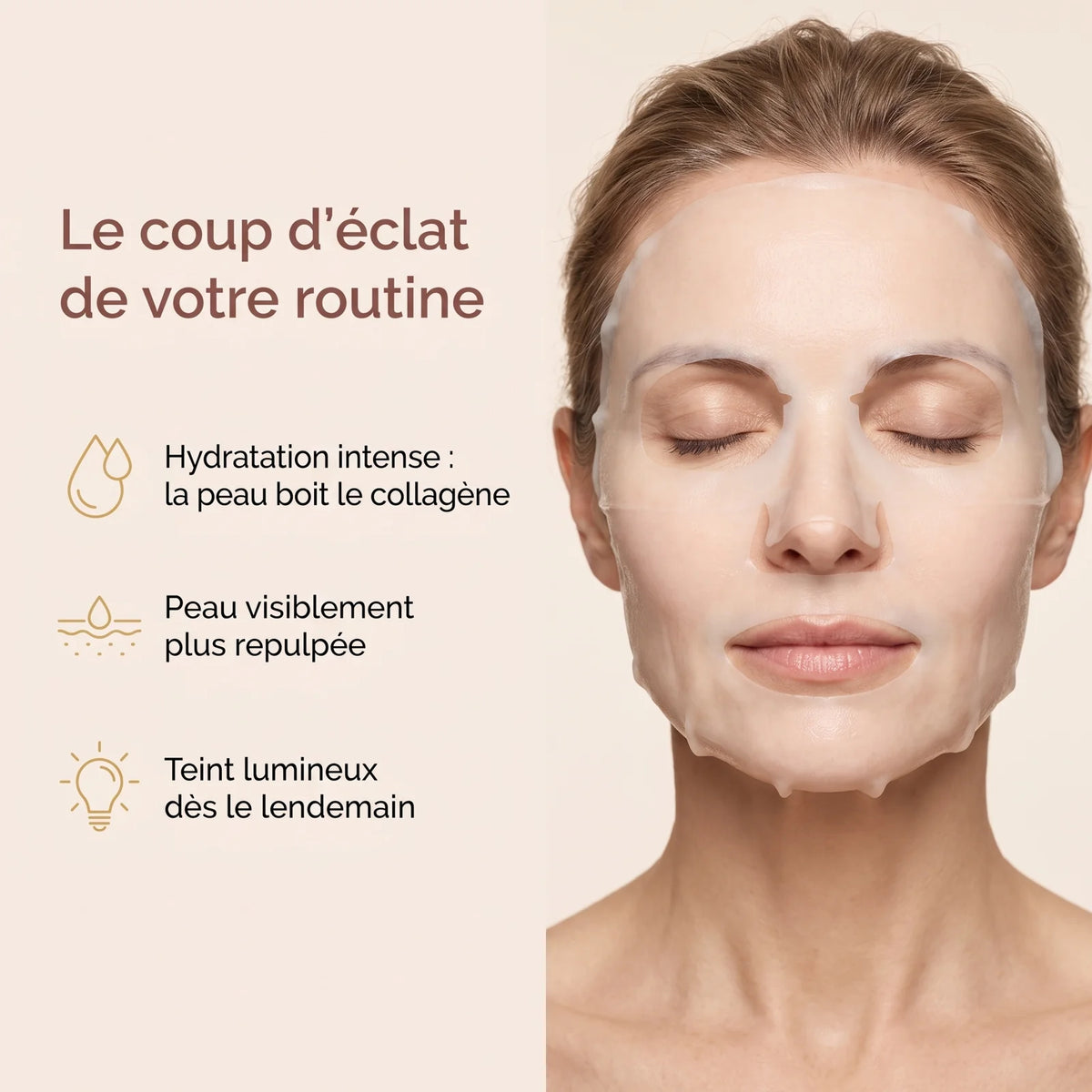 Bienfaits du masque Bio-Collagène : hydratation, peau repulpée, teint lumineux