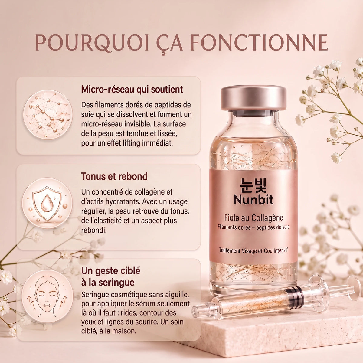 Pourquoi choisir le sérum aux peptides de soie Nunbit